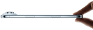 Ein iPhone Air wird zwischen Daumen und Zeigefinger gehalten, Seitenansicht, Farbe Himmelblau, sehr dünnes Profil