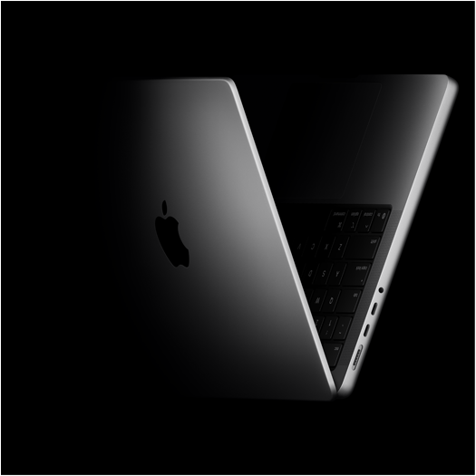 MacBook Pro in einer V-Form, die auf die M5 Chip Familie anspielt