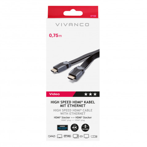 VIVANCO HDMI Kabel mit Ethernet 0,75m