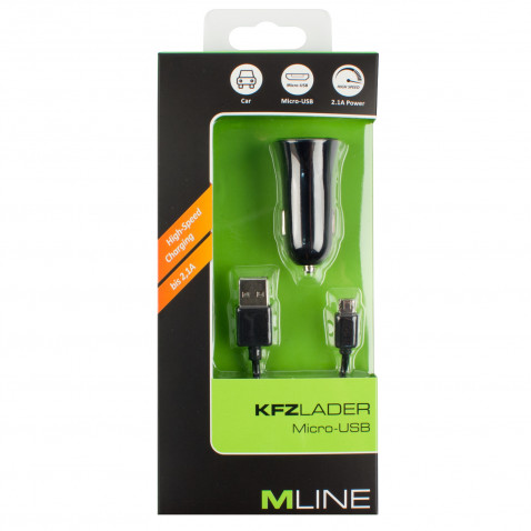 M-LINE polnilec za avto microUSB 2,1 A