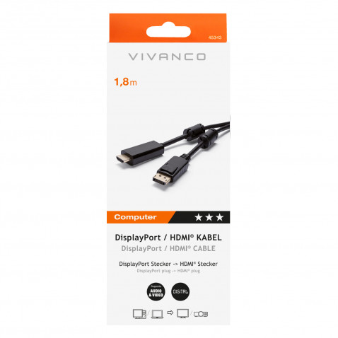 VIVANCO Kabel Displayport - HDMI 1,8 m M