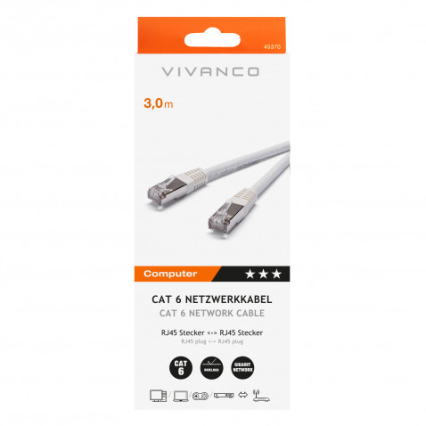VIVANCO Omrežni kabel Cat 6 3m bel 3 m 6