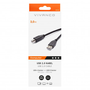 VIVANCO USB povezovalni kabel 3,0m crne