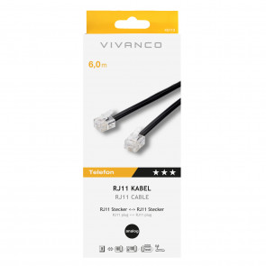VIVANCO RJ11 povezovalni kabel crne 6m