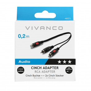 VIVANCO Y-adapter Cinch, 2 Cinch 0,2m 01