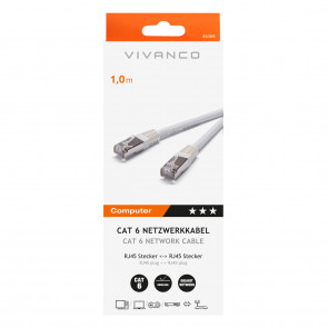 VIVANCO Omrežni kabel Cat 6, bel, 1 m, 6