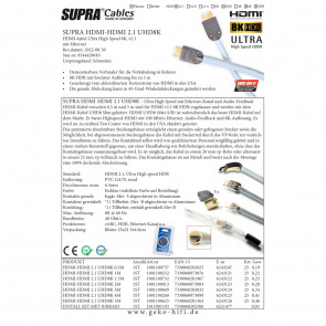 SUPRA HDMI-HDMI 2.1 UHD/8k 1Meter