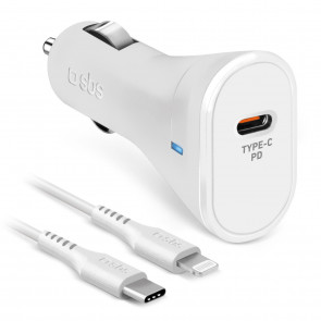 SBS komplet polnilnika za avto, bel 20 W